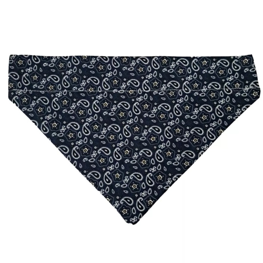 Blue Paisley Dog Bandana White Bandana Medium Neck 15"-16" & Collar/Buckle 3/4"